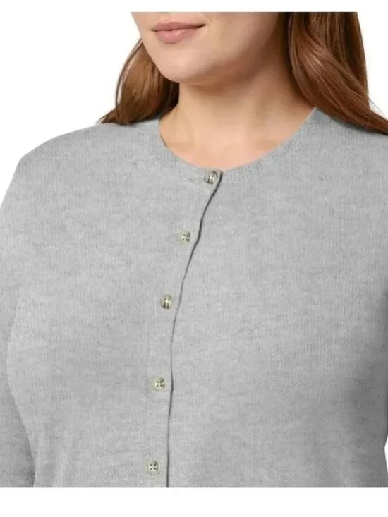 NEW GAP Womens Crewneck Cardigan Sweater NWT XXL 100% Cotton Gray - Picture 3 of 12